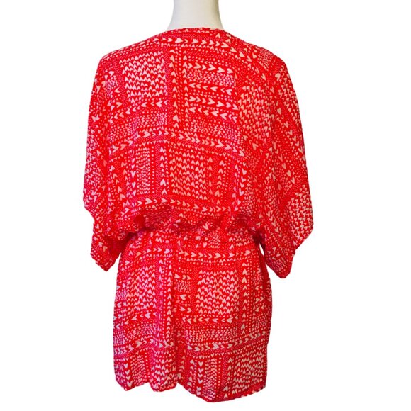 Victoria’s Secret Robe Red Heart Tie Front Short Kimono Sleeve Size One Size New - Picture 6 of 14